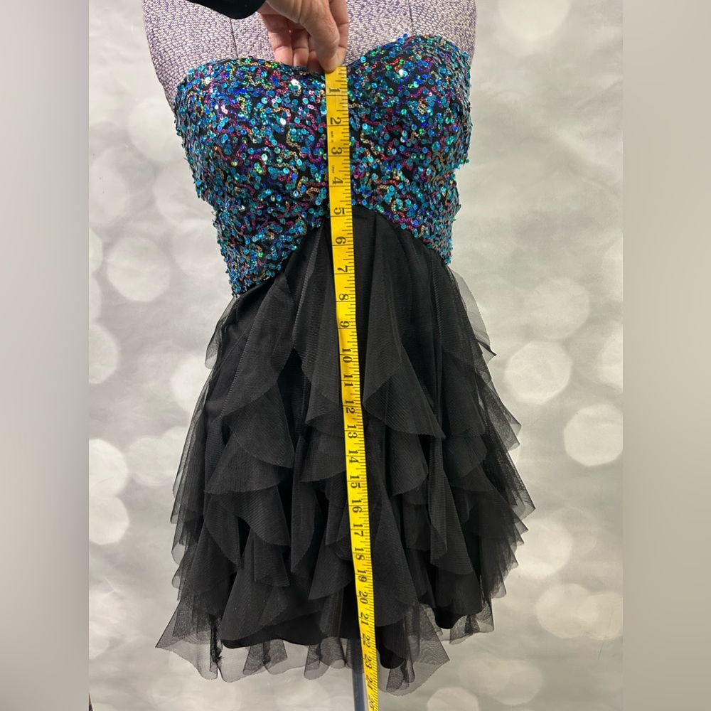 Blondie Nites Iridescent Sequin Bustier & Black Ruffled Tulle Dress - Picture 6 of 7